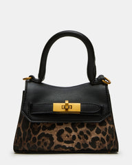 MADLYN Bag Leopard Structured Turn-Lock Closure Top-Handle Crossbody Mini Handbag | Steve Madden Sale