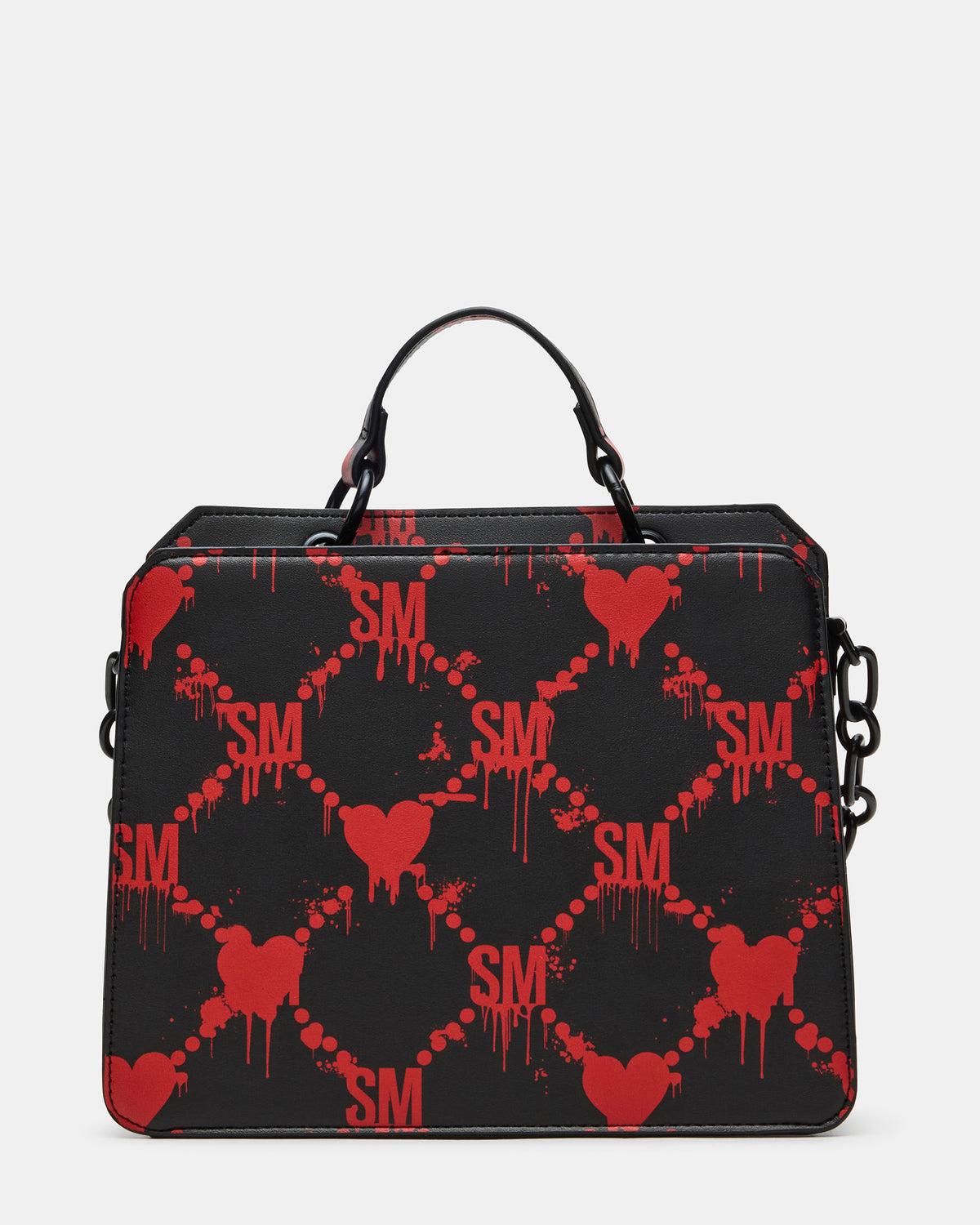 EVELYN Bag Drippy Hearts Black/Red Top Handle Crossbody Bag | Steve Madden for Sale
