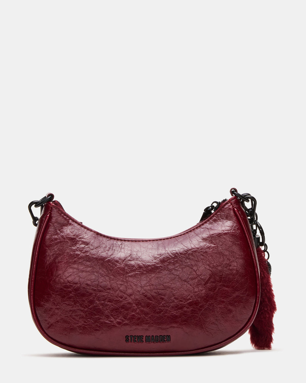 ERIKA Bag Wine Rhinestone Embellished Studded Crinkle Moto Crossbody Handbag | Steve Madden near me