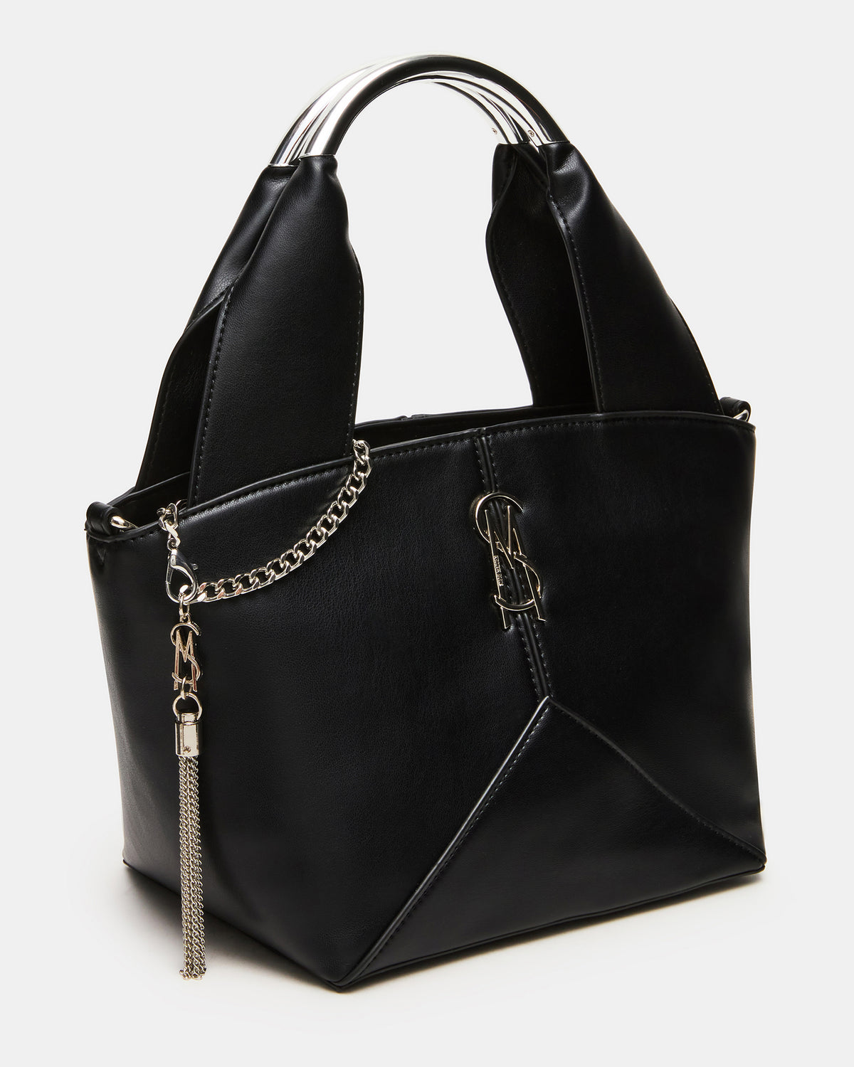 VIV Bag Black/Silver Top-Handle Hardware Embellished Handbag | Steve Madden discount