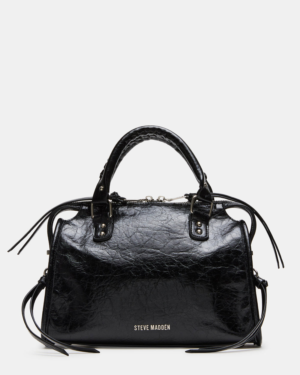 RIGGS Bag Embellished Black Distressed Slouchy Top-Handle Crossbody Satchel Handbag | Steve Madden online