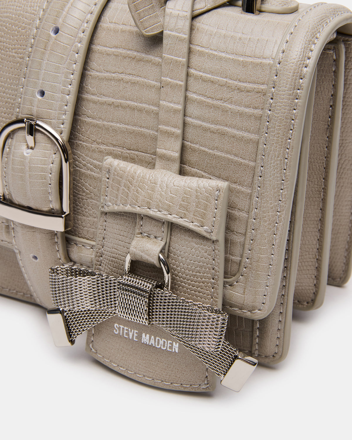 CLARK Bag Light Grey Structured Top-Handle Mini Handbag | Steve Madden US
