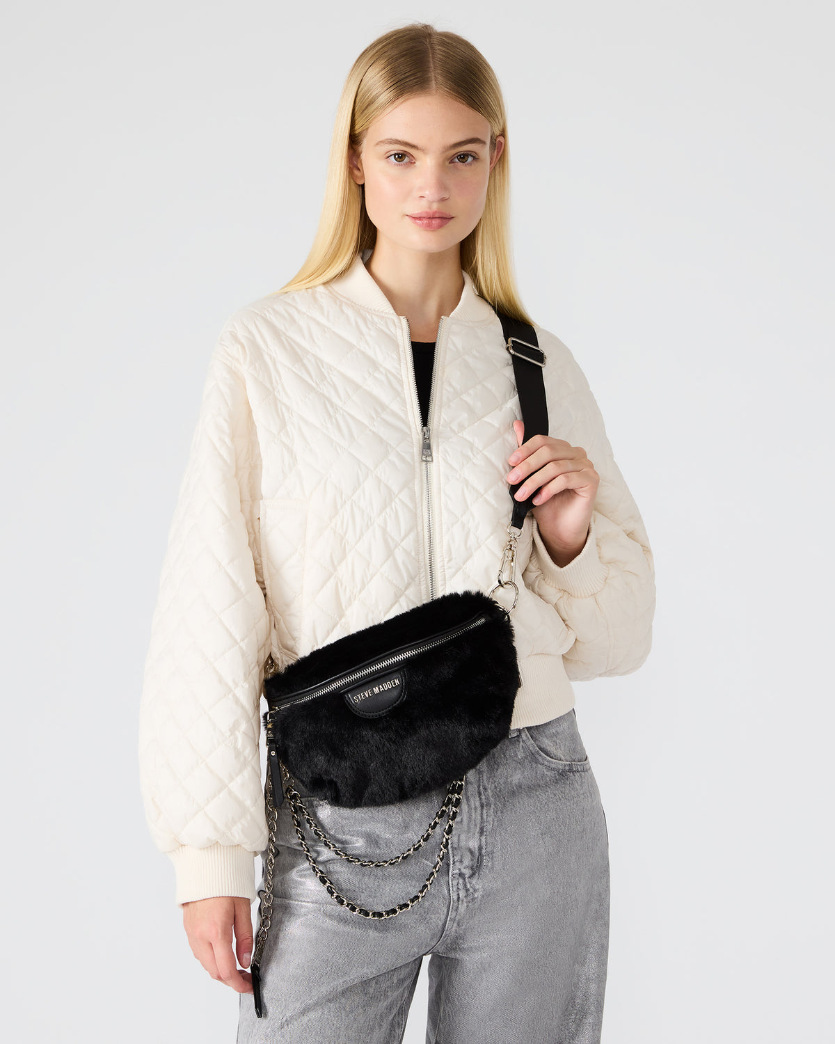 WYLDER Bag Black Faux Fur Crossbody Women's Belt Handbag | Steve Madden outlet