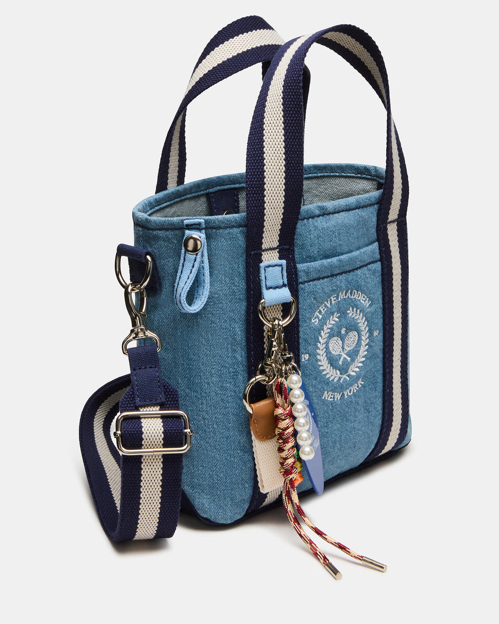 COLLEGE Bag Denim Top-Handle Crossbody Tote Handbag | Steve Madden Sale
