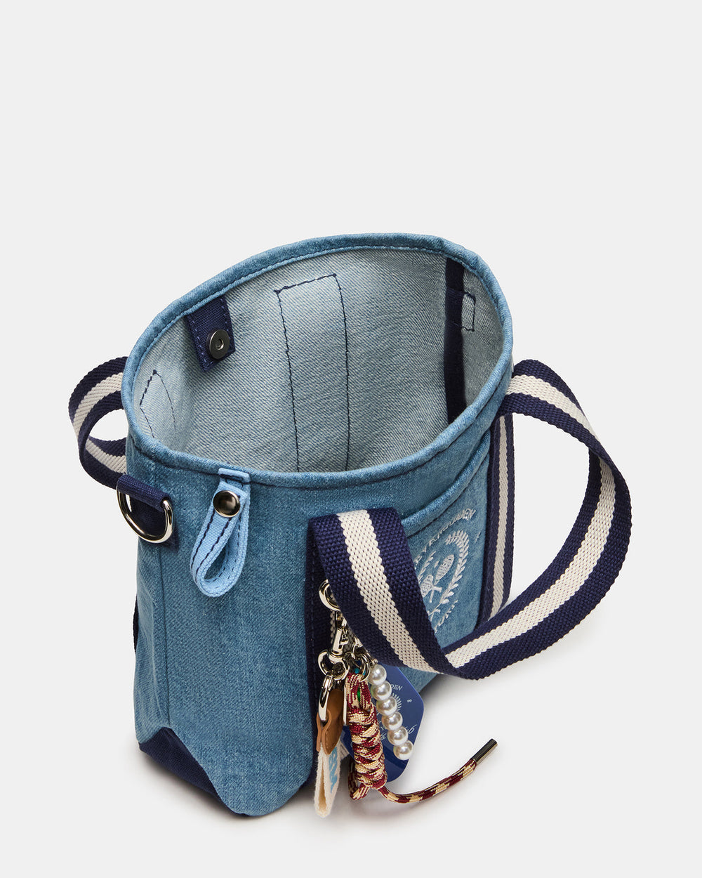 COLLEGE Bag Denim Top-Handle Crossbody Tote Handbag | Steve Madden Sale