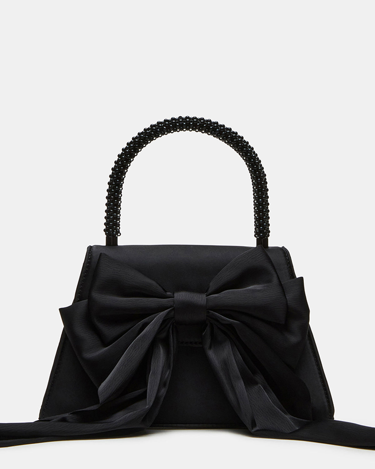 COSETTE Bag Black Satin Beaded Top-Handle Mini Handbag | Steve Madden on Sale