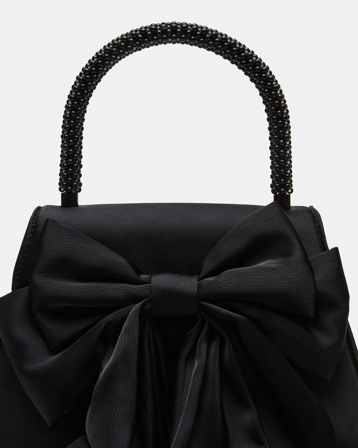 COSETTE Bag Black Satin Beaded Top-Handle Mini Handbag | Steve Madden on Sale