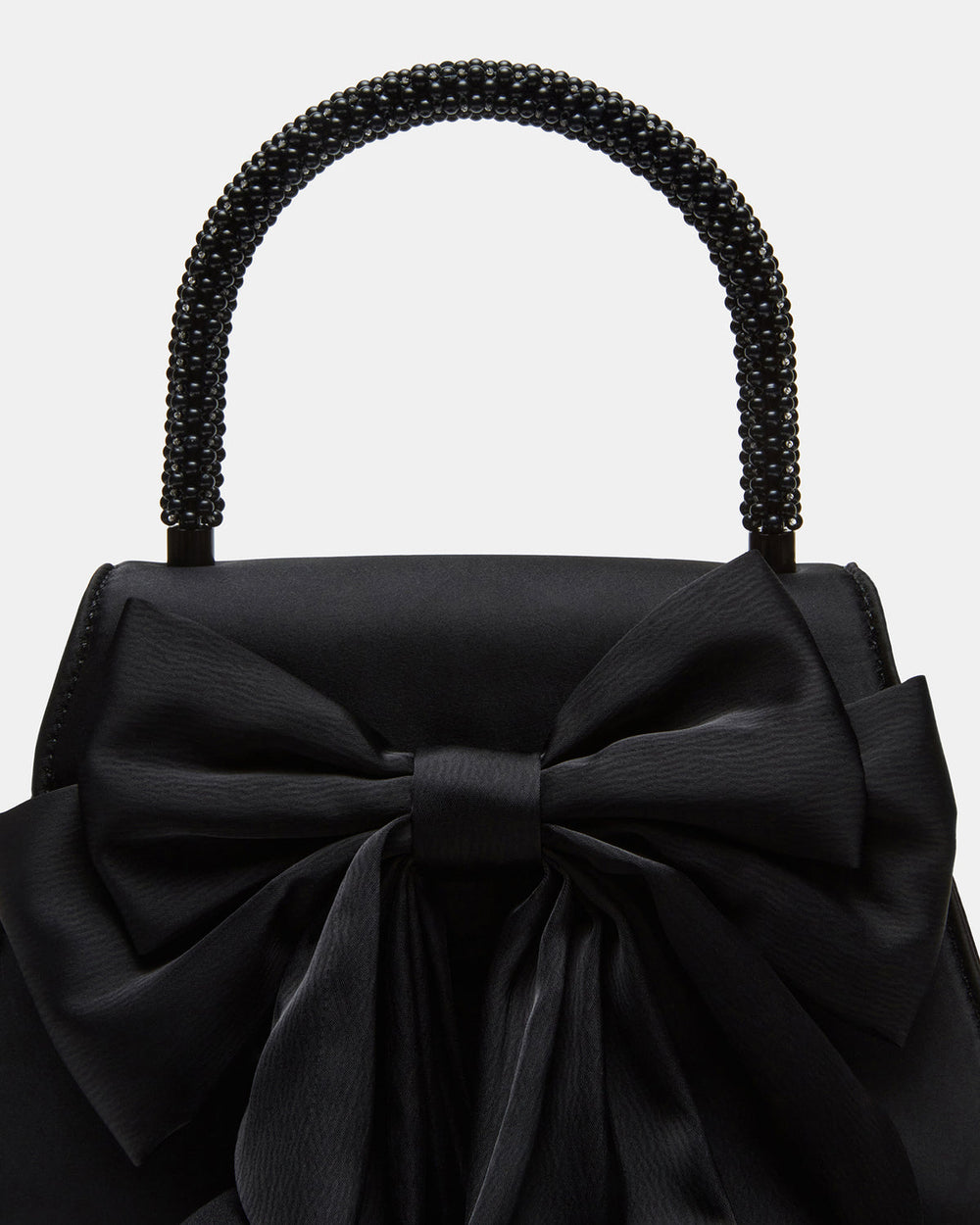 COSETTE Bag Black Satin Beaded Top-Handle Mini Handbag | Steve Madden on Sale