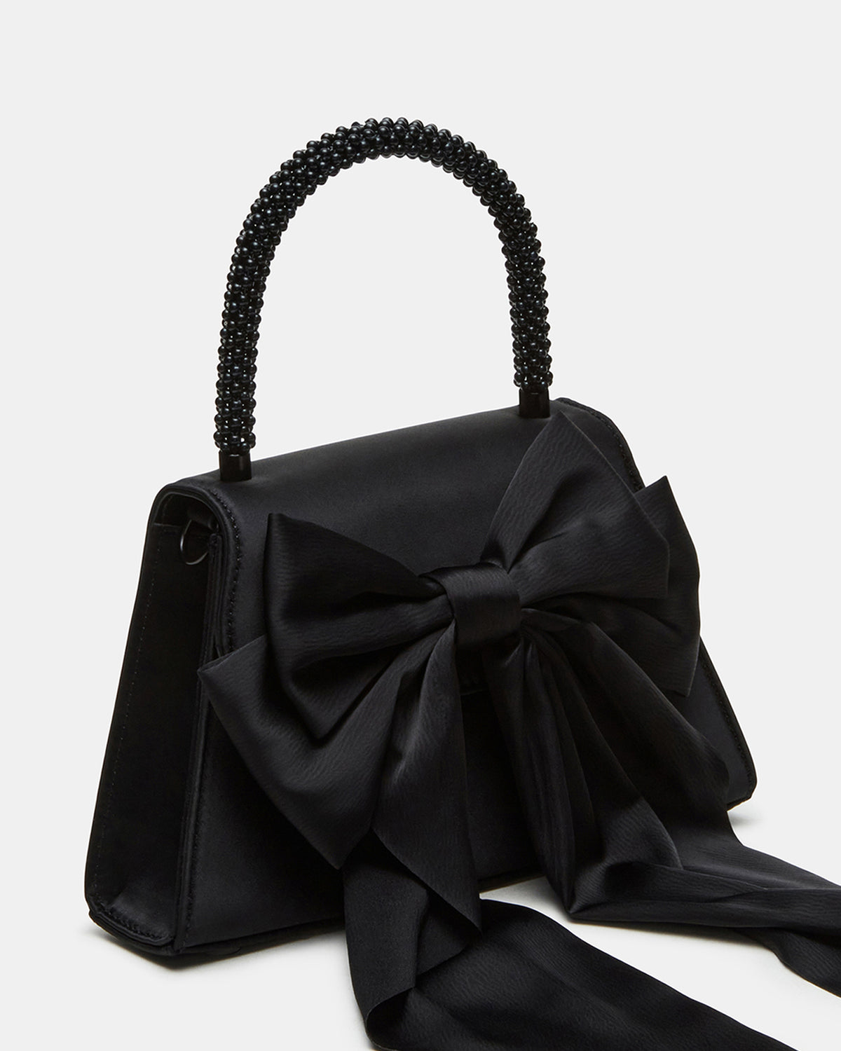 COSETTE Bag Black Satin Beaded Top-Handle Mini Handbag | Steve Madden on Sale