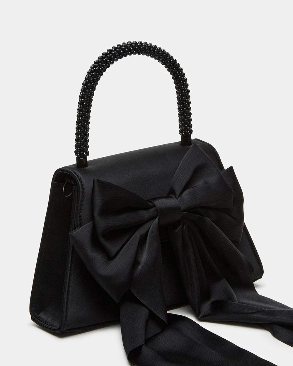COSETTE Bag Black Satin Beaded Top-Handle Mini Handbag | Steve Madden on Sale