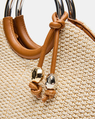 GEENA Straw Bag Light Natural Ring Top-Handle Crossbody Handbag | Steve Madden discount