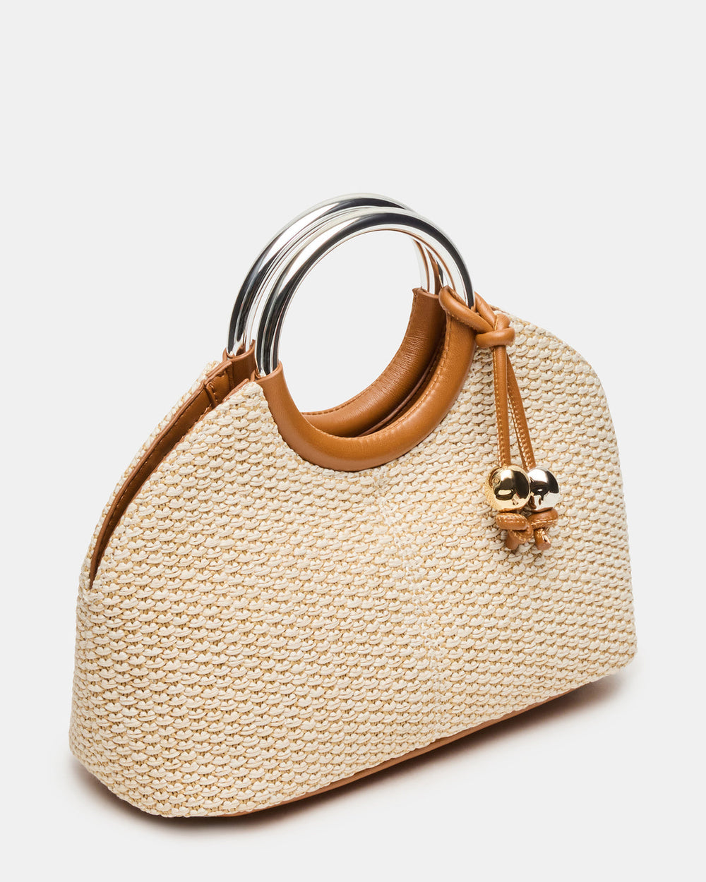GEENA Straw Bag Light Natural Ring Top-Handle Crossbody Handbag | Steve Madden discount