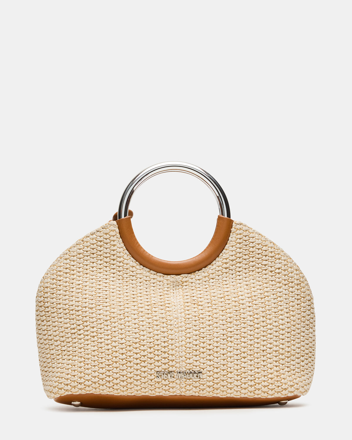 GEENA Straw Bag Light Natural Ring Top-Handle Crossbody Handbag | Steve Madden discount