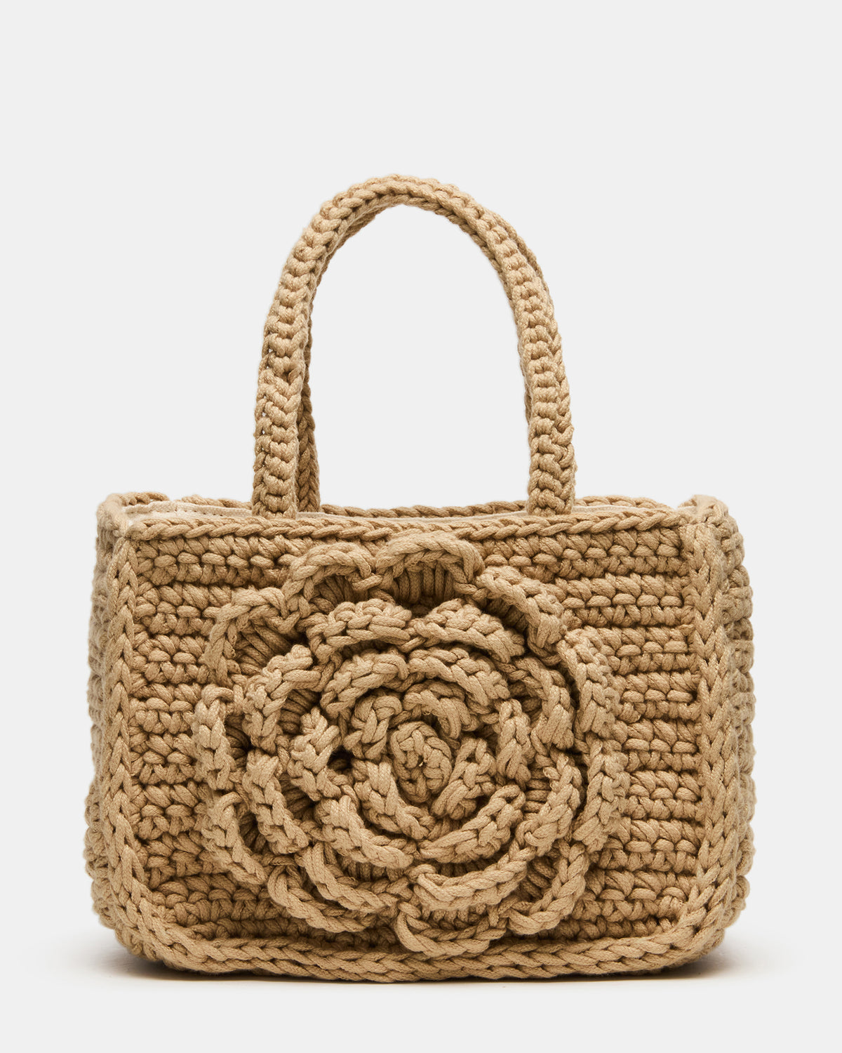 LUVLY Bag Natural Mini Top-Handle Flower Decal Crochet Crossbody Handbag | Steve Madden outlet