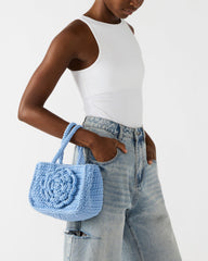 LUVLY Bag Light Blue Mini Top-Handle Flower Decal Crochet Crossbody Handbag | Steve Madden Sale