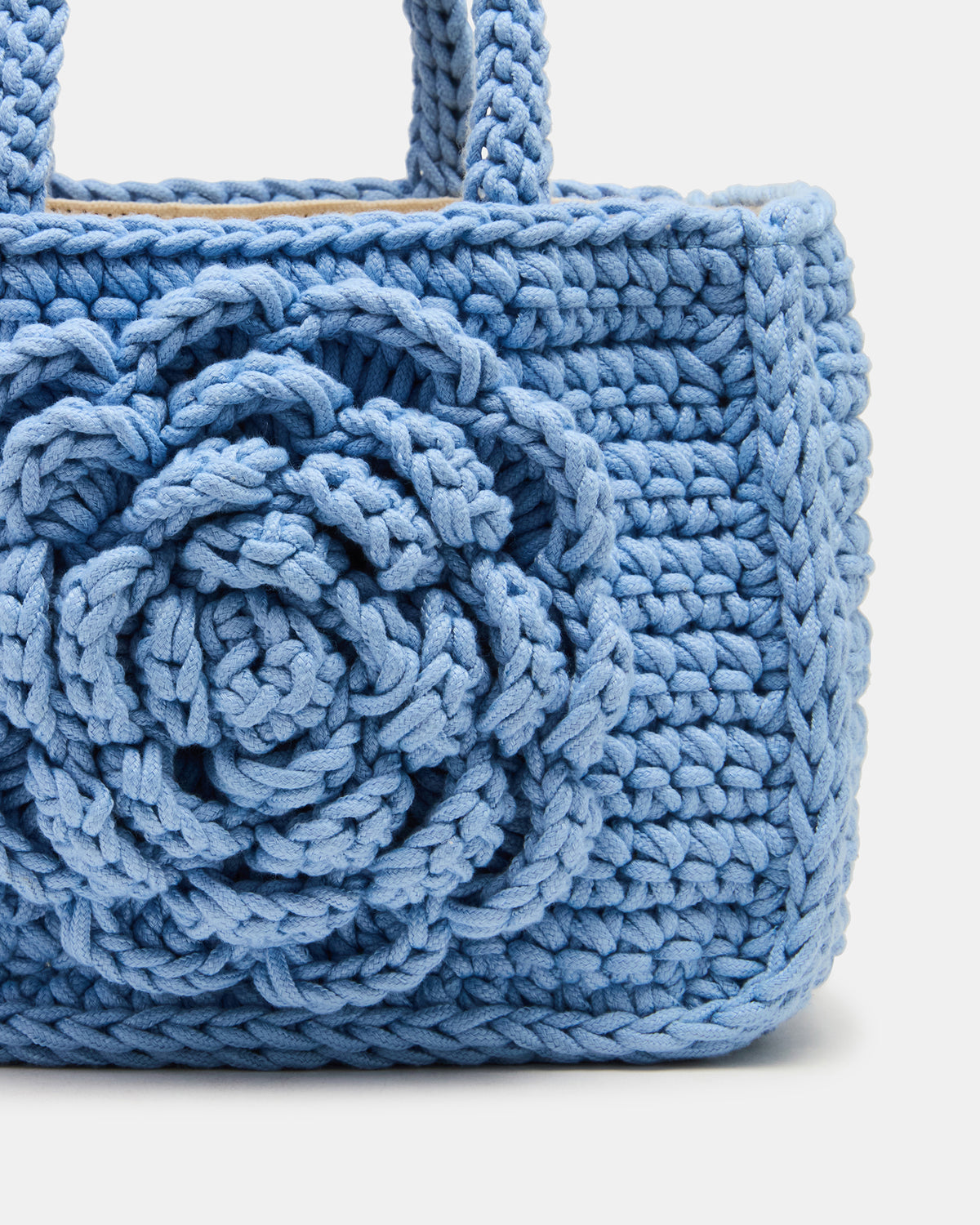 LUVLY Bag Light Blue Mini Top-Handle Flower Decal Crochet Crossbody Handbag | Steve Madden Sale