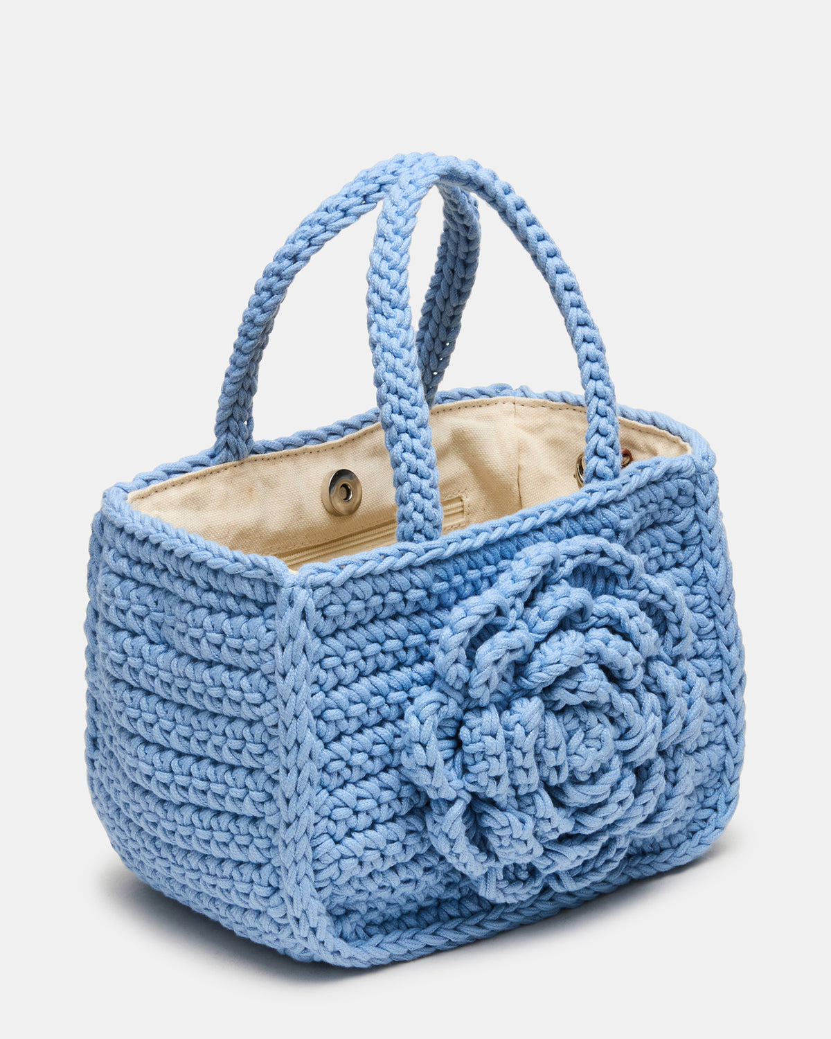 LUVLY Bag Light Blue Mini Top-Handle Flower Decal Crochet Crossbody Handbag | Steve Madden Sale