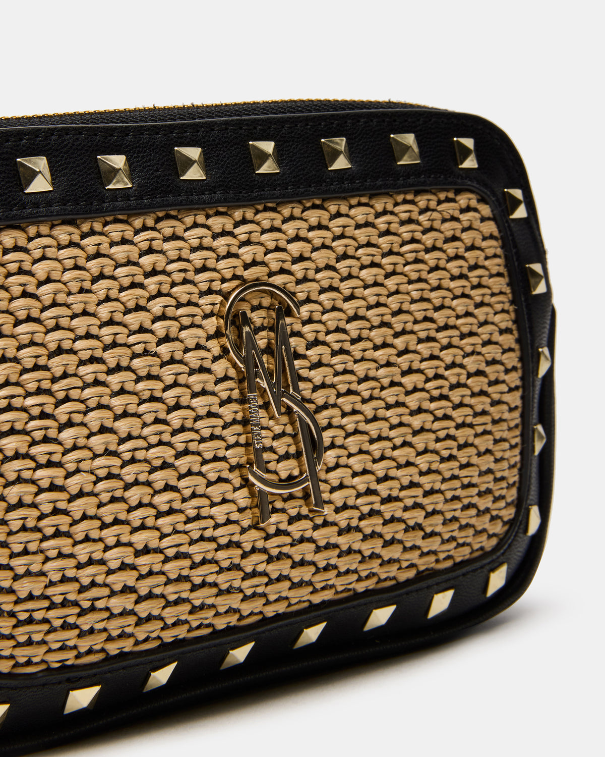DAISYS Black Multi Women's Studded Straw Crossbody Handbag | Steve Madden US