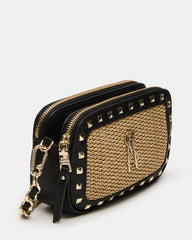 DAISYS Black Multi Women's Studded Straw Crossbody Handbag | Steve Madden US