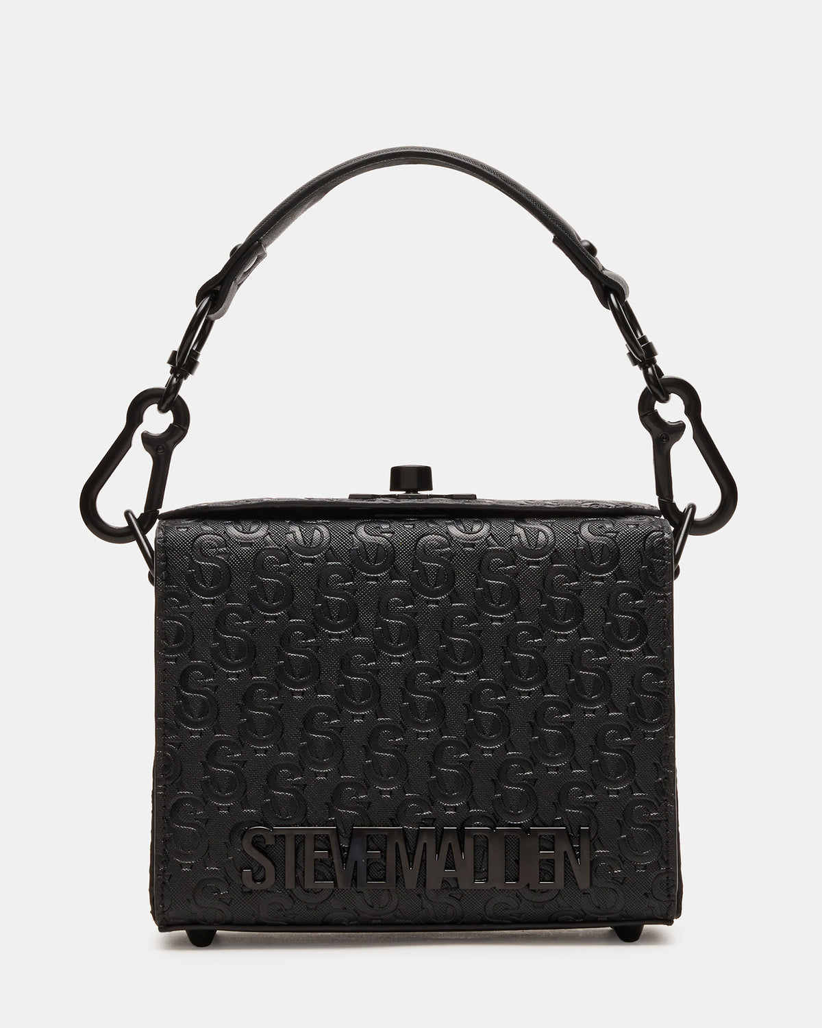 NOYA Black/Black Women's Embossed Crossbody Top-Handle Box Handbag | Steve Madden outlet