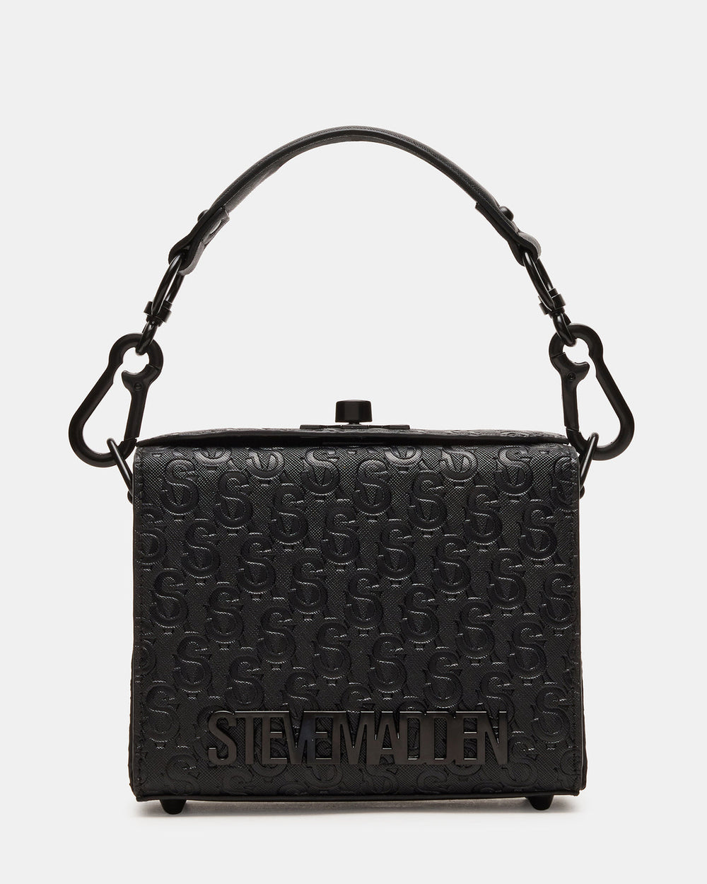 NOYA Black/Black Women's Embossed Crossbody Top-Handle Box Handbag | Steve Madden outlet