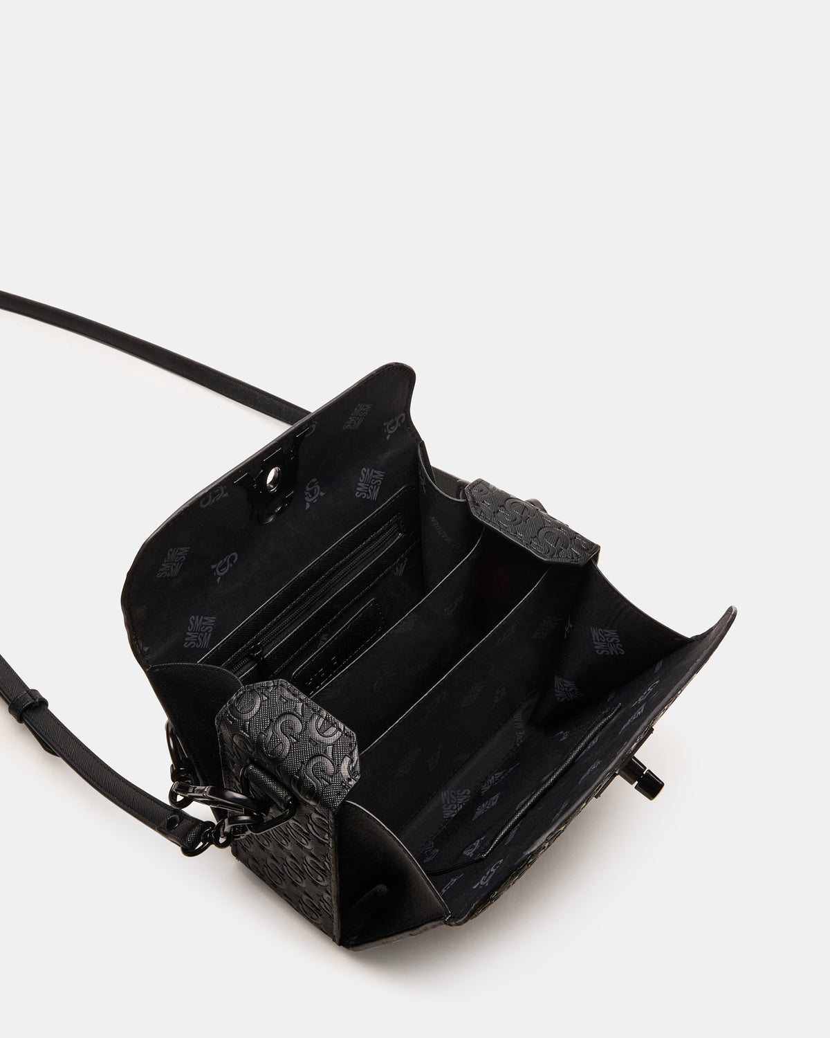 NOYA Black/Black Women's Embossed Crossbody Top-Handle Box Handbag | Steve Madden outlet