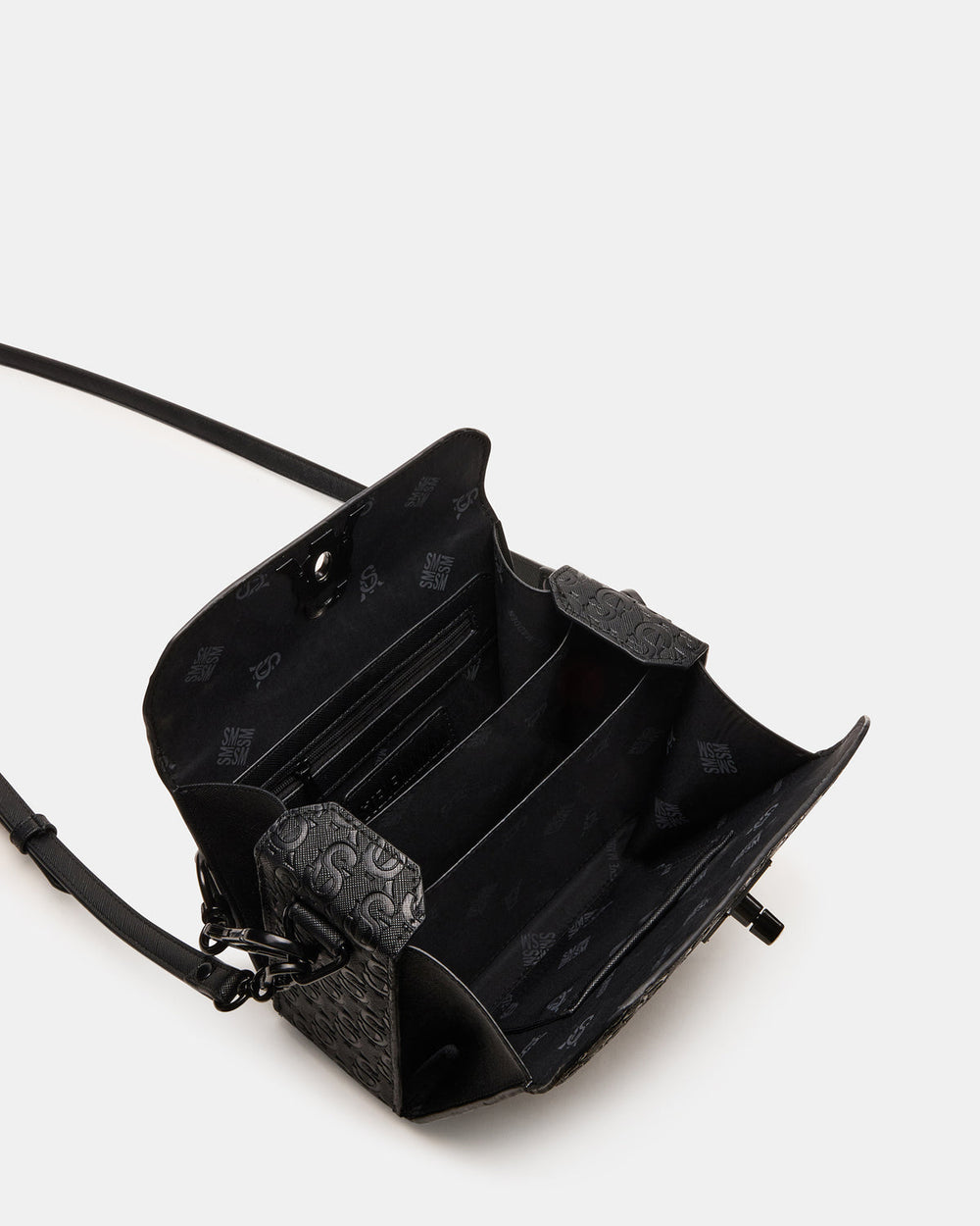NOYA Black/Black Women's Embossed Crossbody Top-Handle Box Handbag | Steve Madden outlet