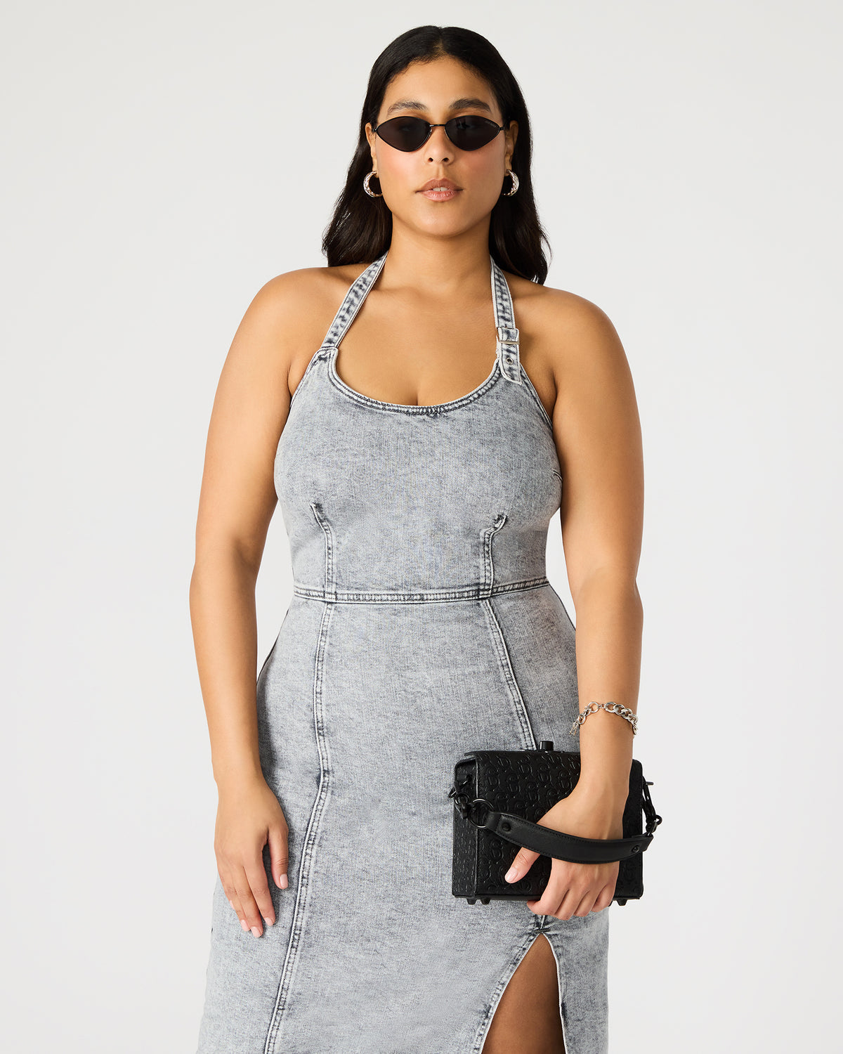NOYA Black/Black Women's Embossed Crossbody Top-Handle Box Handbag | Steve Madden outlet