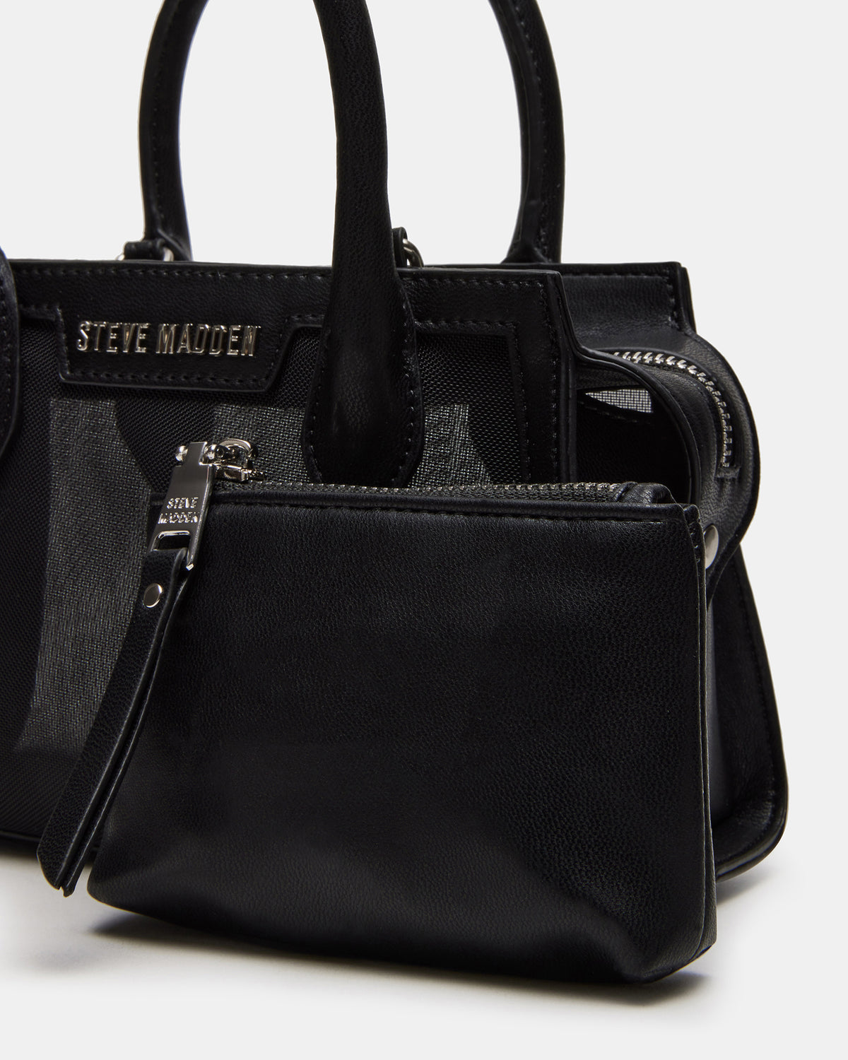 PEACHY Black Women's Mini Top-Handle Mesh Handbag | Steve Madden outlet
