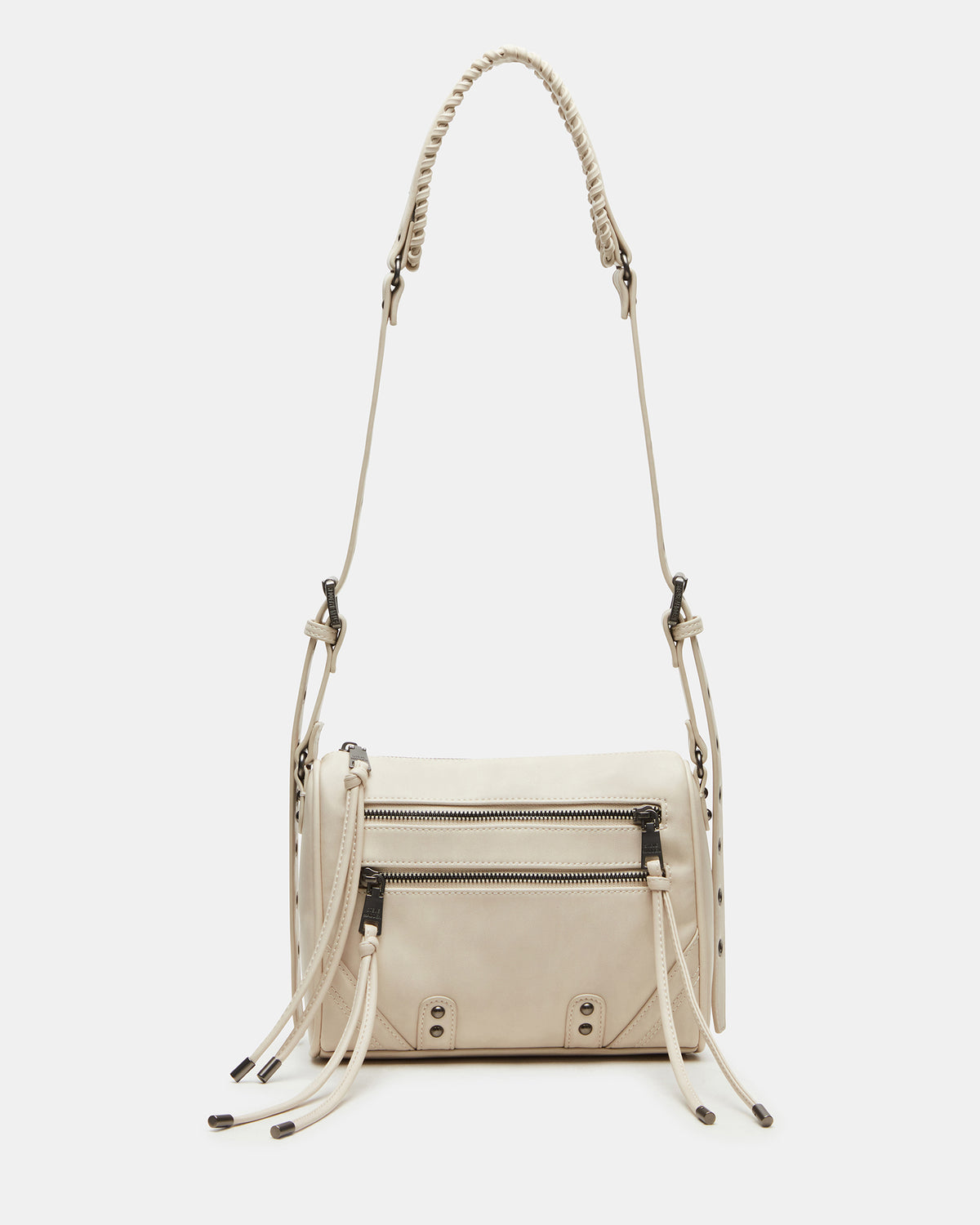 RIGBY Taupe Women's Fringe Studded Crossbody Handbag | Steve Madden for Sale