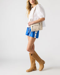 RIGBY Taupe Women's Fringe Studded Crossbody Handbag | Steve Madden for Sale