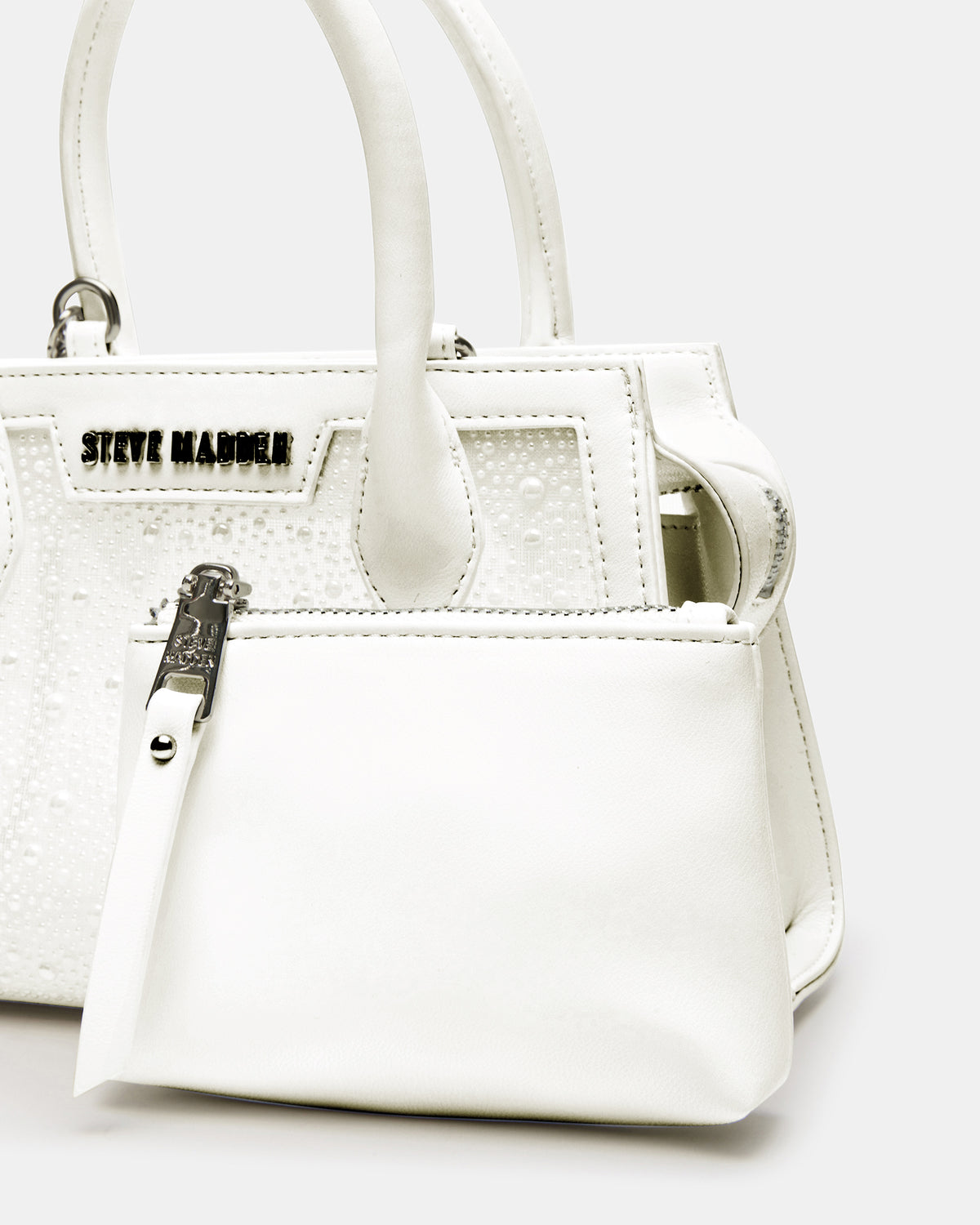 PEACH White Multi Women's Mini Top-Handle Mesh Handbag | Steve Madden discount