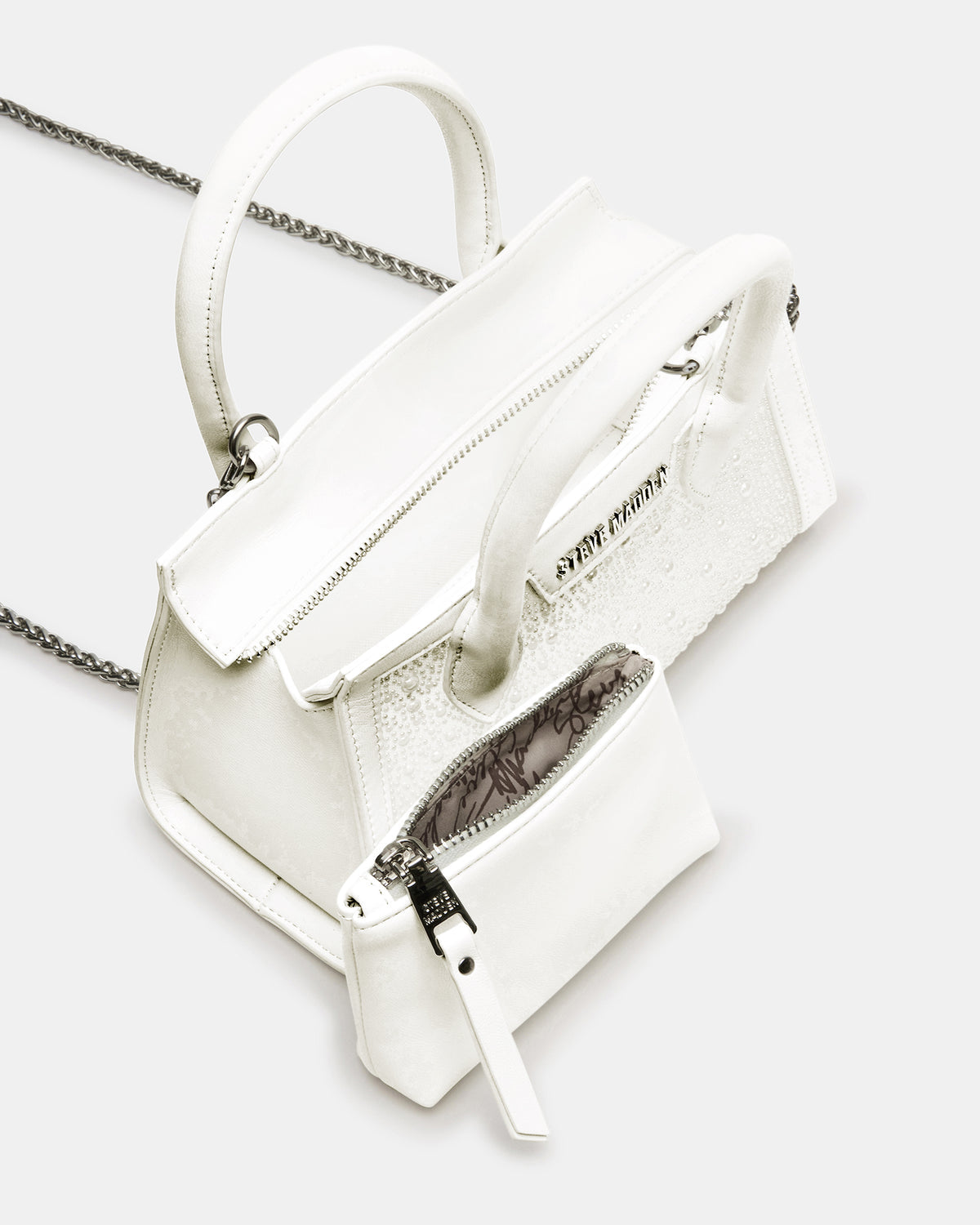 PEACH White Multi Women's Mini Top-Handle Mesh Handbag | Steve Madden discount