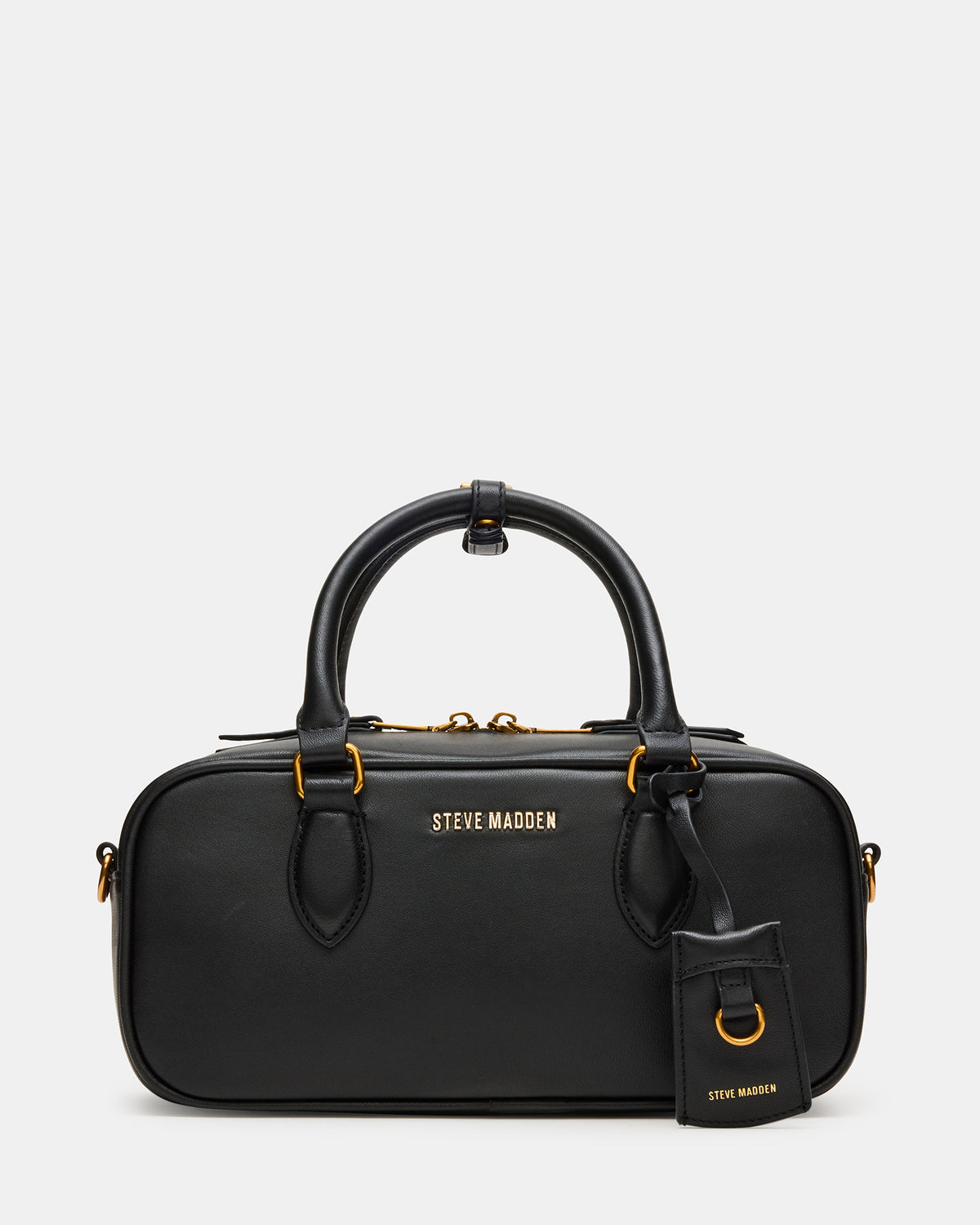 MERIT Bag Black Leather Top-Handle Satchel Crossbody Handbag | Steve Madden online