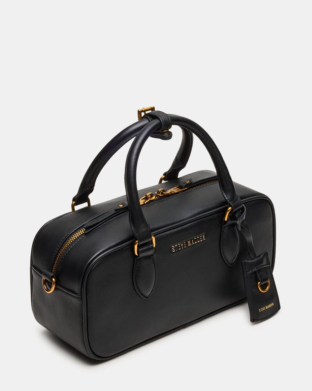 MERIT Bag Black Leather Top-Handle Satchel Crossbody Handbag | Steve Madden online