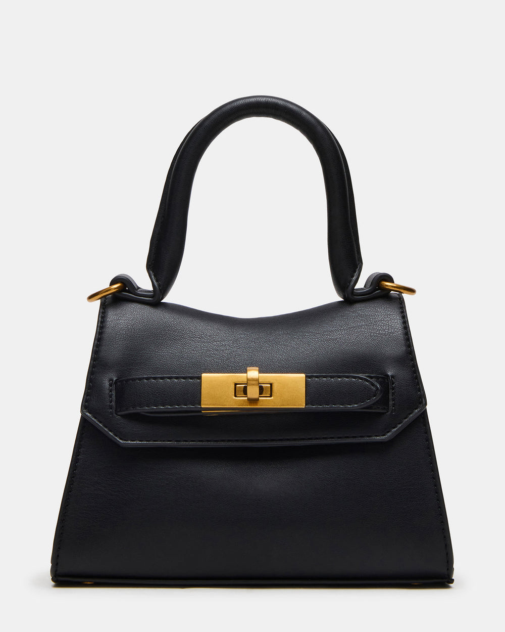 MADLYN Bag Black Structured Turn-Lock Closure Top-Handle Crossbody Mini Handbag | Steve Madden for Sale