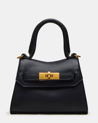 MADLYN Bag Black Structured Turn-Lock Closure Top-Handle Crossbody Mini Handbag | Steve Madden for Sale