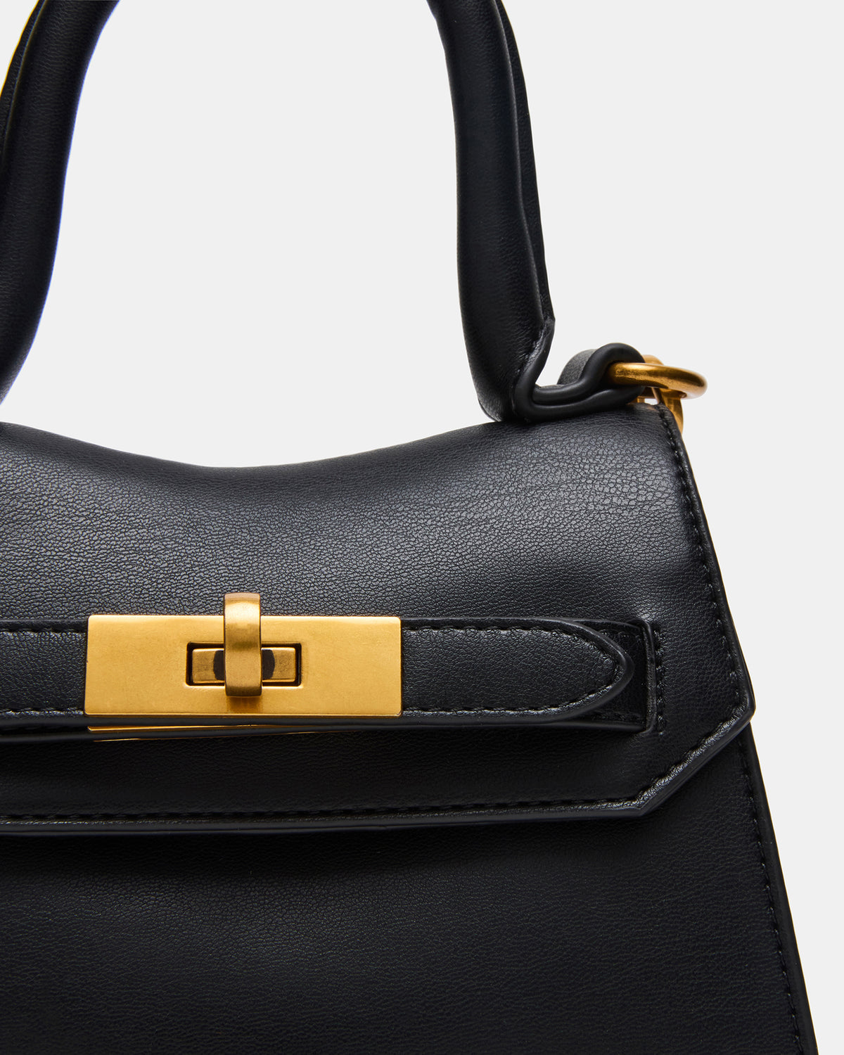 MADLYN Bag Black Structured Turn-Lock Closure Top-Handle Crossbody Mini Handbag | Steve Madden for Sale