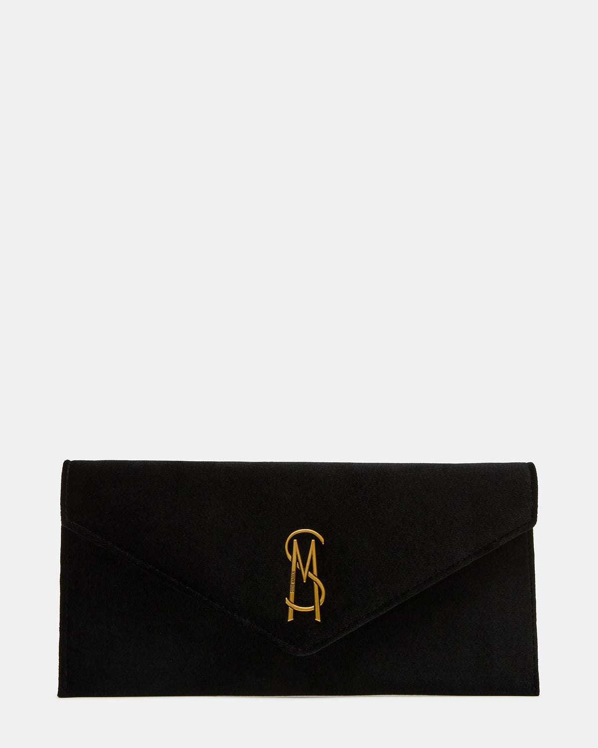 SMOOTH Bag Black Velvet Envelope Logo Crossbody Clutch Handbag | Steve Madden outlet
