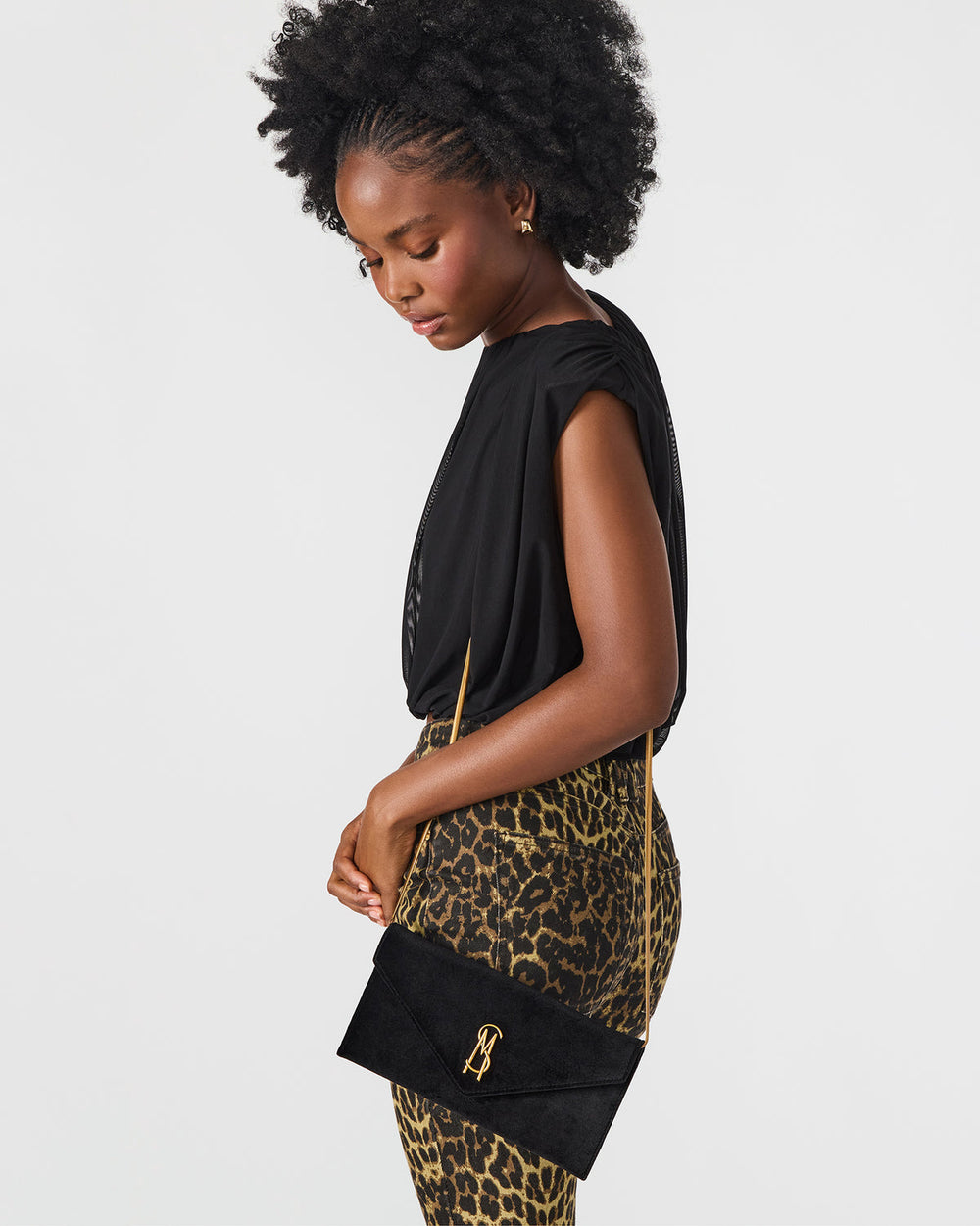 SMOOTH Bag Black Velvet Envelope Logo Crossbody Clutch Handbag | Steve Madden outlet