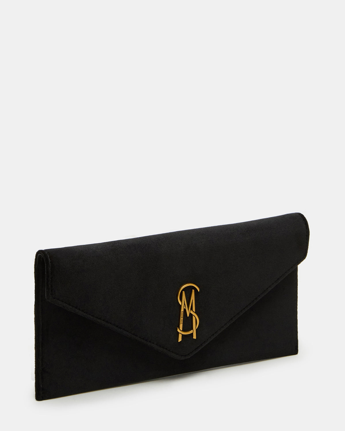 SMOOTH Bag Black Velvet Envelope Logo Crossbody Clutch Handbag | Steve Madden outlet