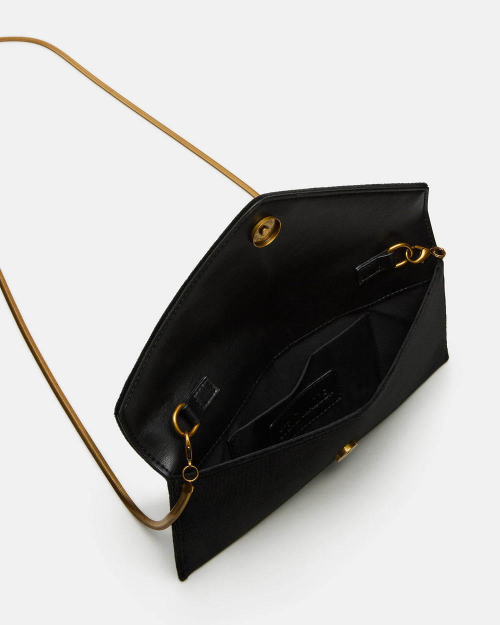 SMOOTH Bag Black Velvet Envelope Logo Crossbody Clutch Handbag | Steve Madden outlet