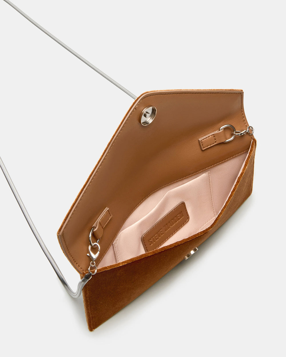 SMOOTH Bag Rust Fabric Envelope Logo Crossbody Clutch Handbag | Steve Madden near me