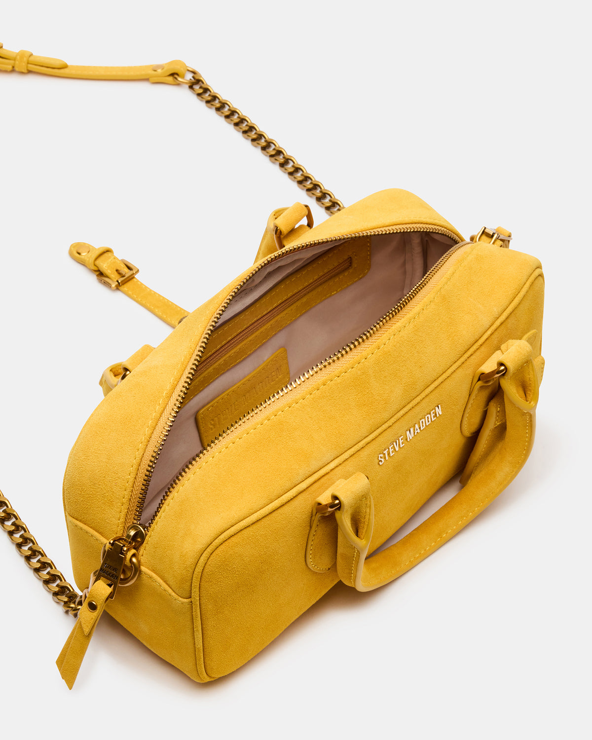 MERIT Bag Mustard Suede Top-Handle Satchel Crossbody Handbag | Steve Madden discount