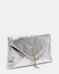 PARTAY Bag Silver Oversized Crinkle Envelope Logo Clutch Handbag | Steve Madden US