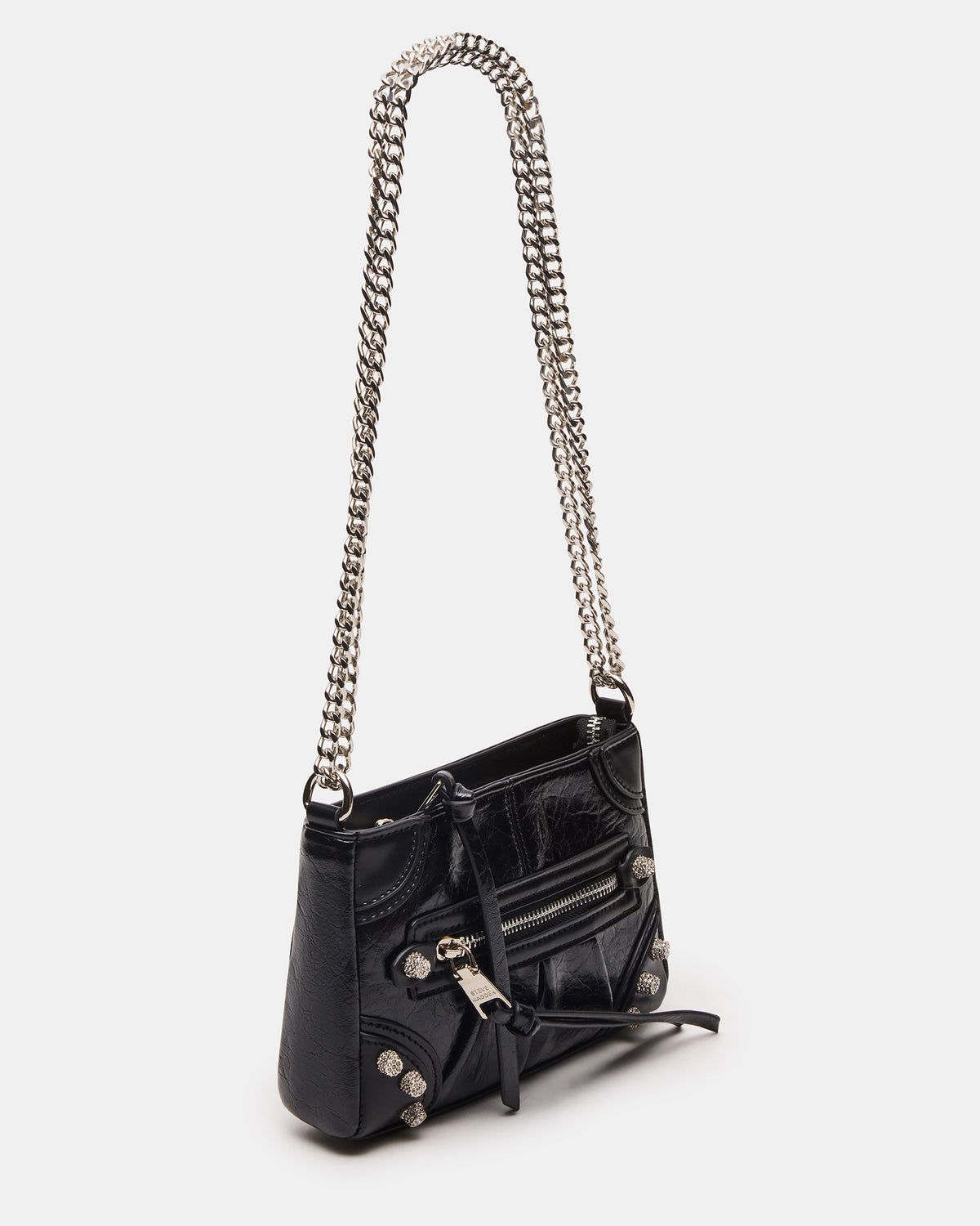 SKY Bag Black/Silver Moto Rhinestone Embellished Stud Crossbody Handbag | Steve Madden near me