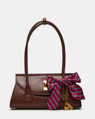 MILAN Bag Chocolate Elongated Menswear-Inspired Shoulder Strap Handbag | Steve Madden online