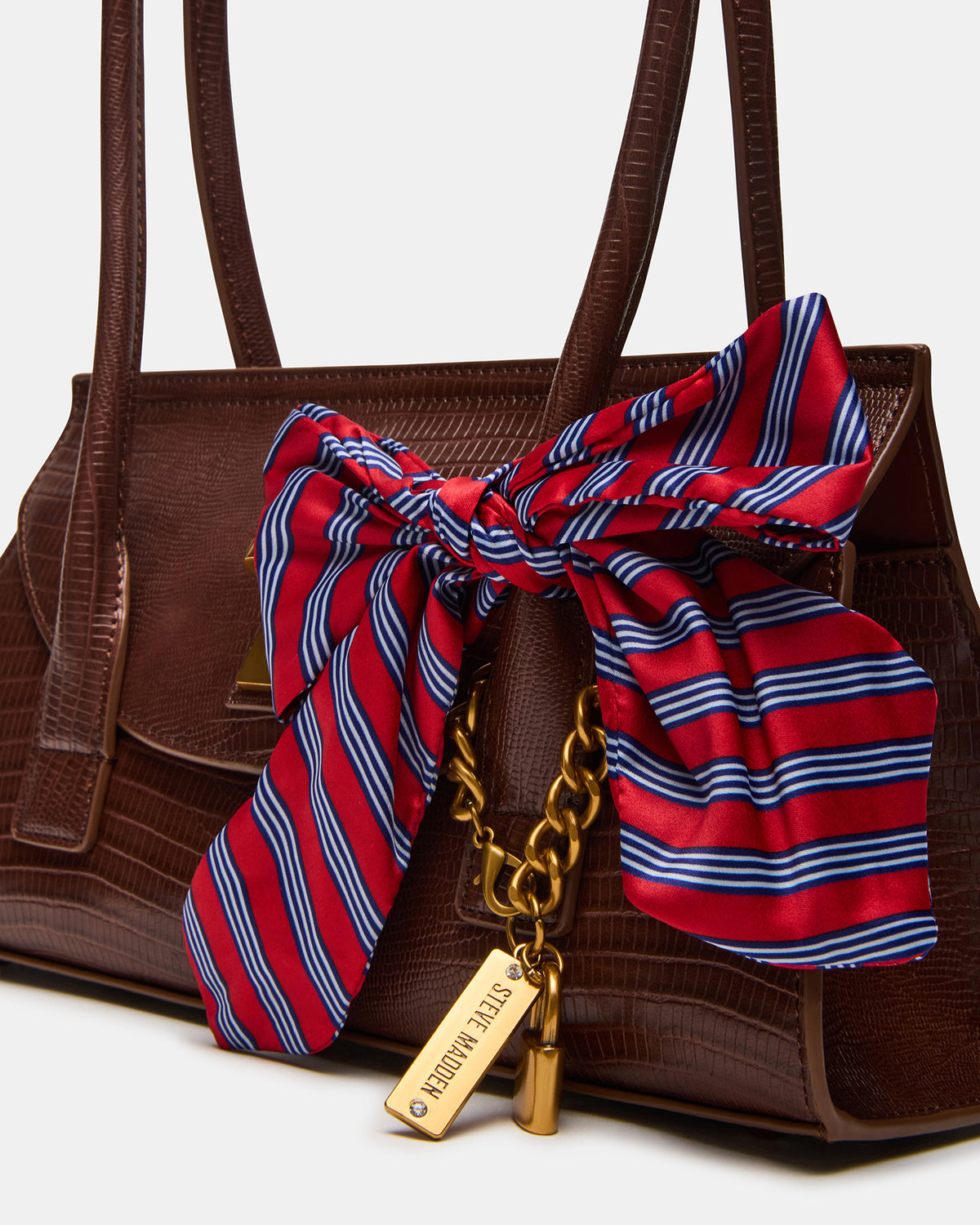 MILAN Bag Chocolate Elongated Menswear-Inspired Shoulder Strap Handbag | Steve Madden online