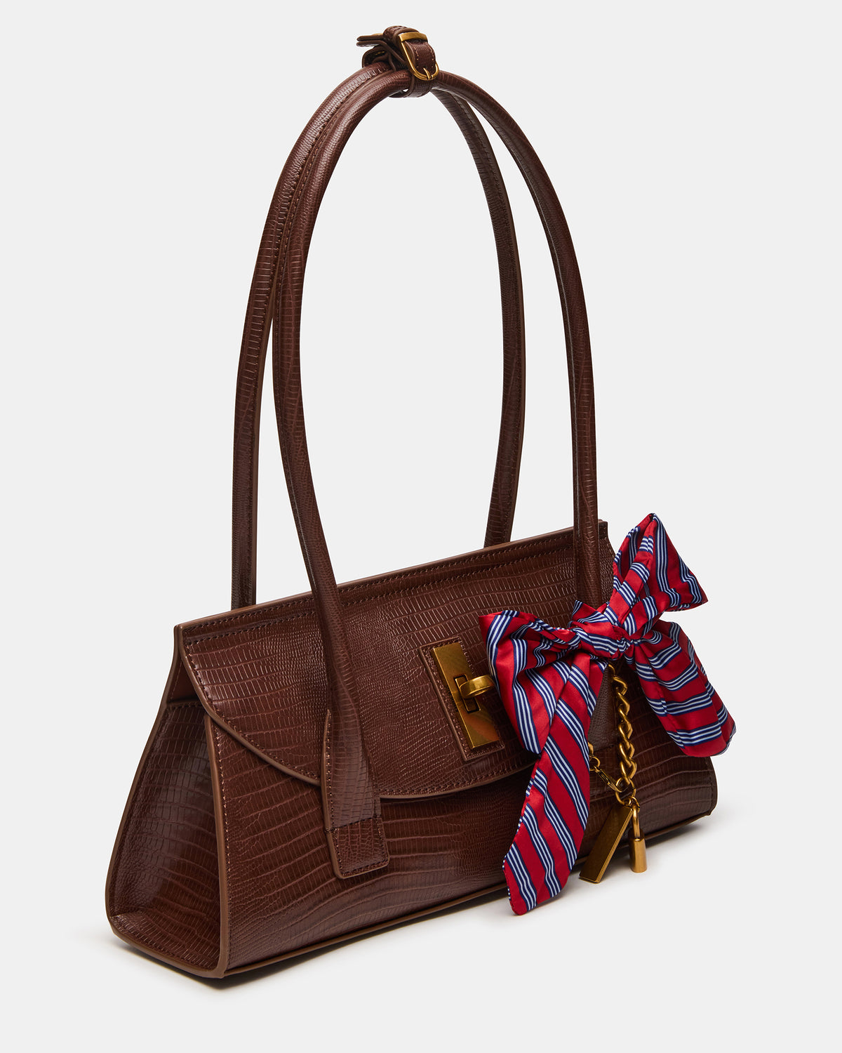 MILAN Bag Chocolate Elongated Menswear-Inspired Shoulder Strap Handbag | Steve Madden online