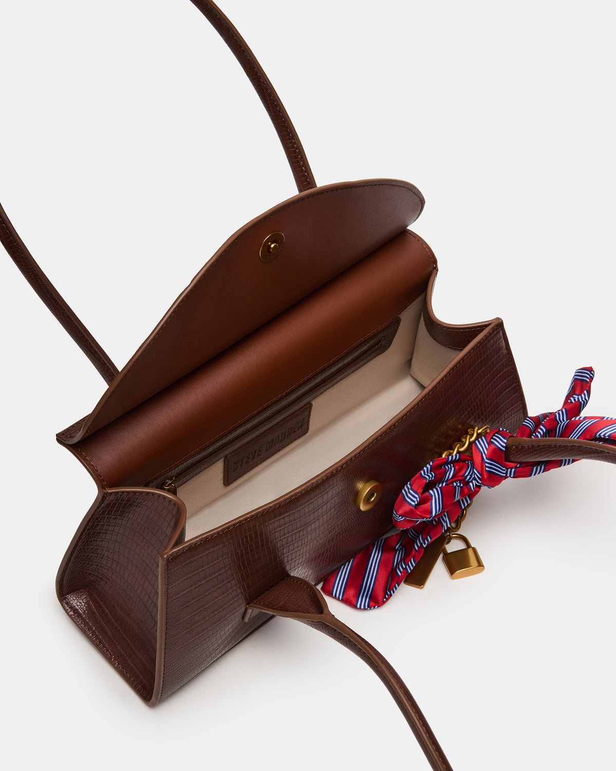 MILAN Bag Chocolate Elongated Menswear-Inspired Shoulder Strap Handbag | Steve Madden online